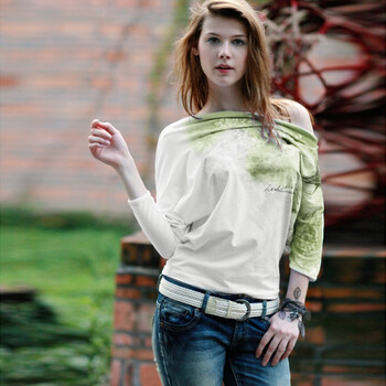 弗兰克曼(frankman)欧美风不对称袖子印花t恤 11120090 闪光绿 l