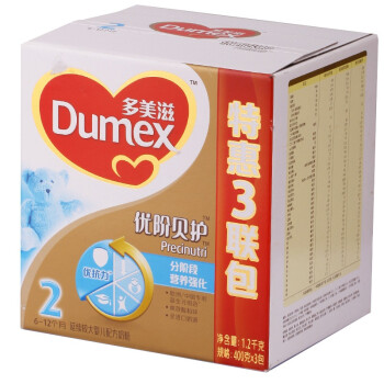 Dumex 多美滋 精装 优阶贝护 2段延续较大婴儿配方奶粉1200g （400g*3联包）