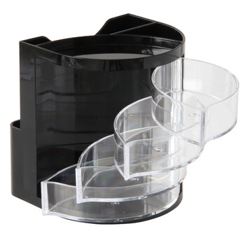 得力（deli）四层创意笔筒开学必备 赠便条纸桌面收纳办公盒 黑色