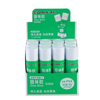 齐心(Comix)固体胶/胶棒 PVA固体胶水 36g/支 12支/盒 办公用品B2668-N绿 齐心(Comix)固体胶/胶棒 PVA固体胶水 36g/支 12支/盒 办公用品B2668-N绿