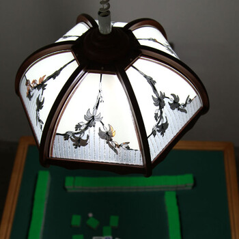 比月 中式灯具麻将室餐厅灯创意伸缩灯实木灯饰麻将灯吊灯3026