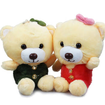 开心熊情侣熊 可爱毛绒玩具 布娃娃 公仔 生日结婚礼物 一对 购买48