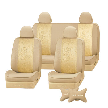 老人头经典提花款汽车座套四季七件套全车系支持订制 卡其色