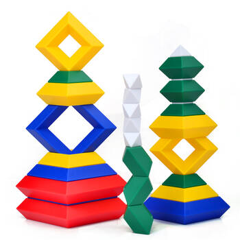 > 光华蒙氏教具 ni时代白宫菱形积木 金字塔拼插百变积木 儿童益智