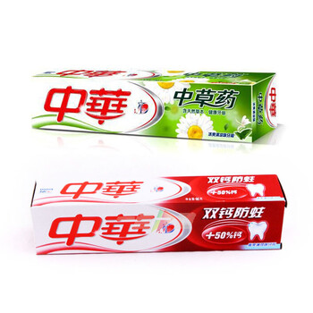 中华牙膏双钙防蛀薄荷味90g 中华牙膏中草药薄荷味90g