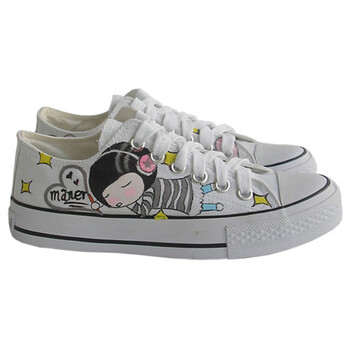 城市公主手绘帆布鞋女韩版女鞋低帮布鞋手绘鞋学生鞋单鞋涂鸦鞋休闲鞋