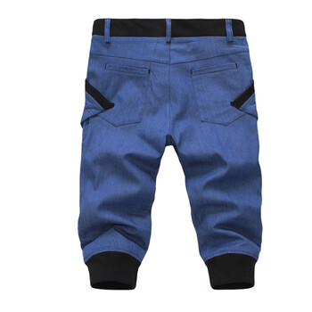 夏季流行不规则大口袋 撞色修身休闲裤收脚7分男裤1403-yj728 蓝色 33