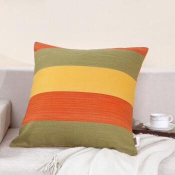 艾维 床品家纺 加厚可拆洗抱枕靠垫黄彩条55*55cm
