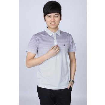 三利专柜正品 男装 男士 夏季新款渐变时尚休闲 t恤 男式短袖条纹