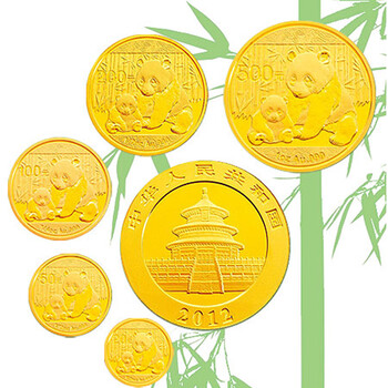 中国金币 2012年版熊猫金币套装5枚装 投资收藏钱币佳品