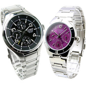 卡西欧 casio 石英表情侣对表 ef-316d-1a/ltp-2069d-6a