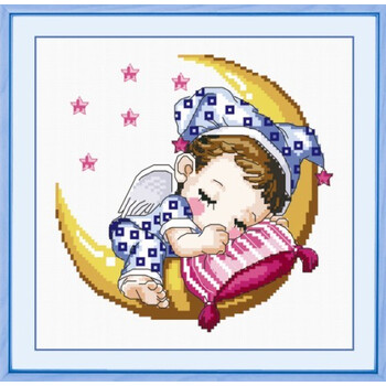 法国进口dmc十字绣套包 月亮宝贝男 14ct-2股-白色