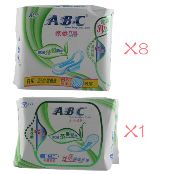 abc衛生巾親柔立圍澳洲茶樹精華超極薄日用8片*8 絲薄棉柔護墊25片*1