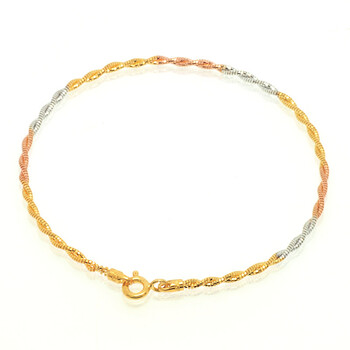 金悦美 18k金手链 正品18k白金手链 玫瑰金三色彩金手环 双股手圈