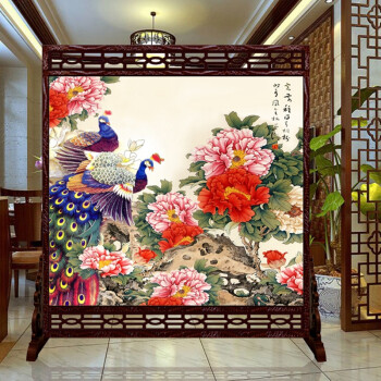
                                        私人定制 中式镂空雕花屏风 玄关办公室隔断 摄影  木质双面 1-1 180*180cm                