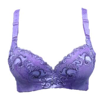 婷美金三角调整型聚拢高侧比收副乳文胸 dw3472小胸女内衣 紫 85c