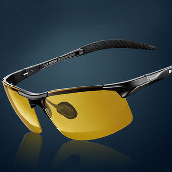 锐盾reedoon铝镁合金偏光夜视镜晚上开车防大灯驾驶 标准尺码增亮镜片