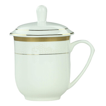 雅诚德 陶瓷带盖茶杯单只 杯子 水杯 商务办公杯子 会议杯 贵族杯508