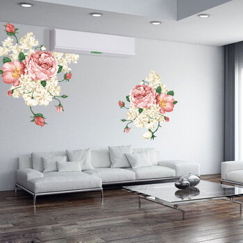 
                                        原始风 可移除墙贴饰玫瑰花 浪漫满屋婚房背景贴画 客厅卧室电视墙沙发墙创意装饰贴                