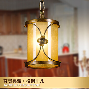 奥图帕斯 欧式灯铁艺吊灯 新古典玄关阳台过道吊灯具 GD02U-1
