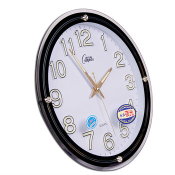 【支持货到付款】康巴丝石英钟表客厅简约挂表圆形静音2769 白色