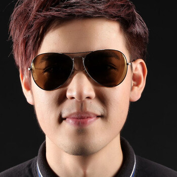 启跃眼镜偏光太阳镜男款超轻司机驾驶镜开车墨镜经典款 光金架 中小