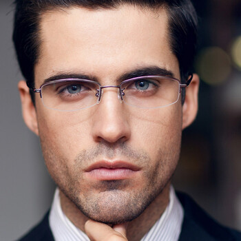 亿超半框β钛质感商务近视眼镜架男y1104 枪色 配镜片1.60超薄非球面