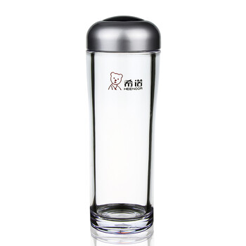 
                                                                                希诺（HEENOOR）塑料杯带盖创意便携水杯可爱学生户外运动透明杯子 黑色 330ML                