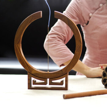 百工制器（CRAFTS CREATE）承天 立式香炉非洲酸枝木圆形纯手工制香器