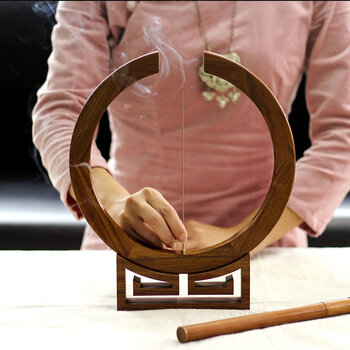 百工制器（CRAFTS CREATE）承天 立式香炉非洲酸枝木圆形纯手工制香器