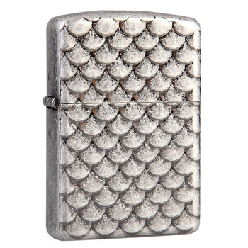 之宝zippo防风打火机 韩版仿古加厚盔甲三面加工护心龙鳞 仿古银
