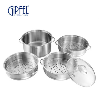 
                                        吉浦菲（GiPFEL） 德国Gipfel吉浦菲不锈钢多层大蒸锅4层蒸笼多层复底加厚蒸锅正品出口蒸笼                