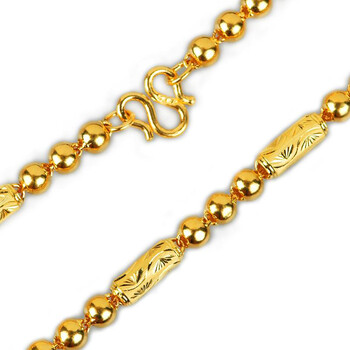 懋隆黄金 au999千足金项链 长款粗款男士金项链转运珠60cm 48.24g60cm