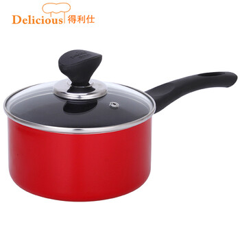 
                                        得利仕（delicious） 16cm炫彩奶锅不粘带盖烹饪锅具 燃气/电磁炉通用少油烟 中国红                