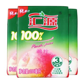 汇源100%水蜜桃汁200ml*24盒/箱(快速配送)