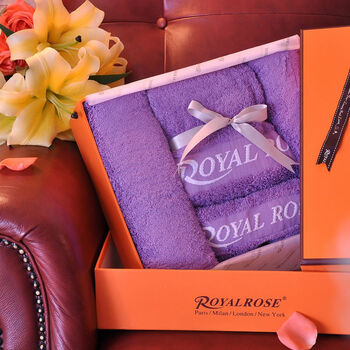 
                                        ROYALROSE皇室玫瑰 埃及长绒棉全棉毛巾三件套浴巾面巾方巾礼盒套装 咖啡色                