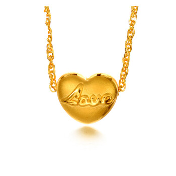 爱喜黄金吊坠 3d硬千足金 999千足金吊坠 love 字母吊坠/项坠 心0.76