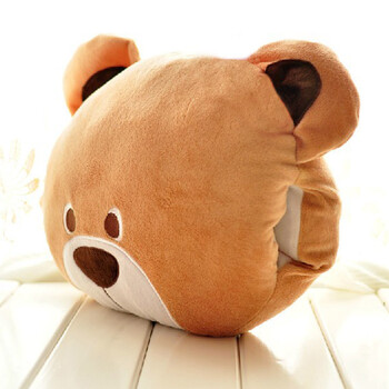 行之 情侣轻松小熊公仔抱枕暖手 可爱泰迪熊熊头暖手捂 冬季保暖 毛绒