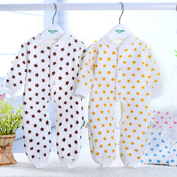 歌歌宝贝 宝宝三层保暖立领连体衣爬服blty1304 黄色 66码