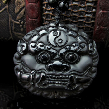 珒福源 开光正品 天然冰种黑曜石石敢当吊坠 招财旺运护身符 本命年