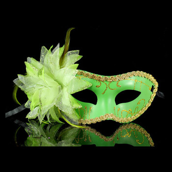 仕彩 威尼斯面具 平头大百合花面具 舞会派对面具 绿色绿花