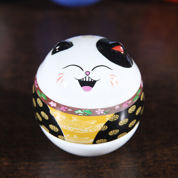 招财猫不倒翁萌物陶瓷摆设创意开业礼品小号 6款可选 招来