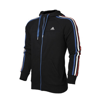 2013新款阿迪达斯adidas彩色三条纹男款夹克连帽运动服g70361 黑 完美