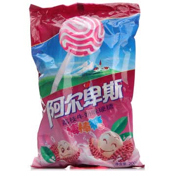 阿尔卑斯荔枝牛奶味硬糖棒棒糖200g