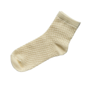 南极人童装 男女宝宝透气短袜子 黄色平口 4-6岁