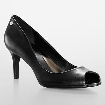 calvin klein /ck 新款 女士时尚高跟鞋 鱼嘴鞋 女鞋 81300463 黑色