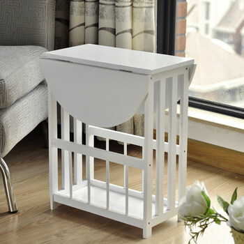 生活锦囊 折叠旋转桌面咖啡桌 杂志桌 小茶几桌 白色