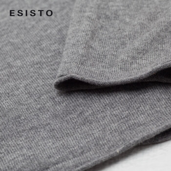 ESISTO 针织衫女装韩版春秋纯棉V领长袖套头修身中长款打底毛衣 1402 12灰色 欧洲S(中国码M码)