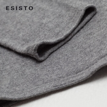ESISTO 针织衫女装韩版春秋纯棉V领长袖套头修身中长款打底毛衣 1402 12灰色 欧洲S(中国码M码)