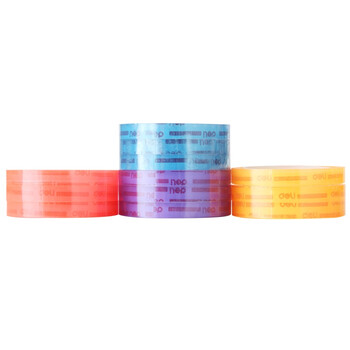 得力（deli）易撕彩色透明胶带 8mm*30y高粘小胶带 开学必备学习用品 学生文具 12卷/筒 办公用品 30007